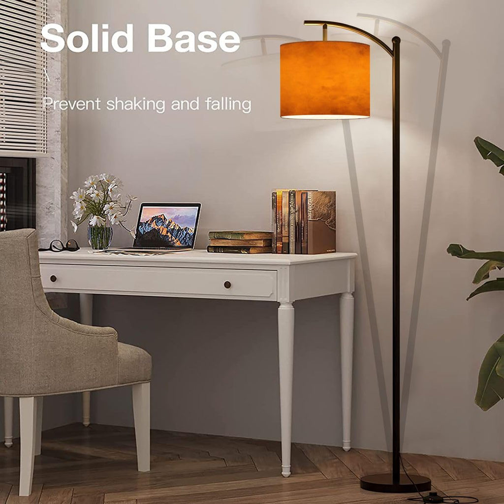 Arc Floor Lamp Orange autumn old watercolor texture painted marbled vintage grunge Modern Tall Standing Lamp Dimmable