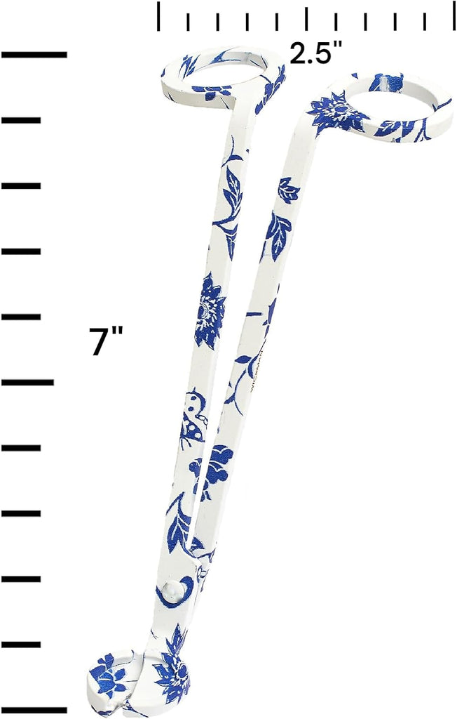 Wick Trimmer with Ornate Blue and White Nature Pattern