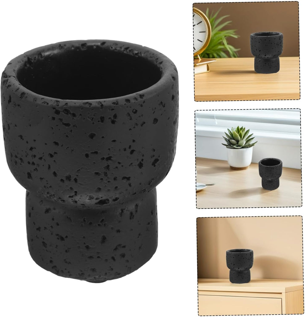Cement Match Striker Jar for Match Boxes Decorative Weather Resistant Black Jar with Rustic Artistic Style