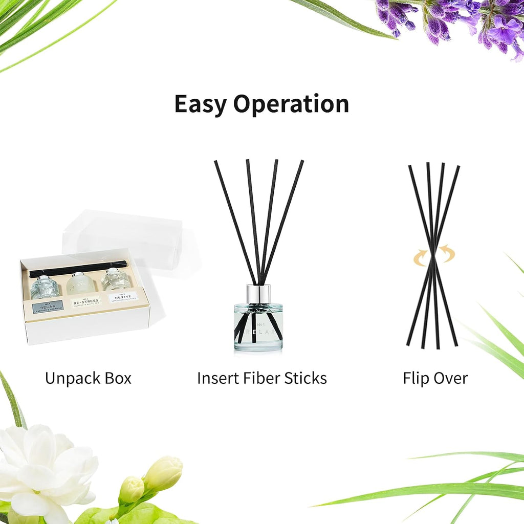 Fragrance Reed Diffuser, 50ML Lavender Jasmine Lemongrass - Set of 3