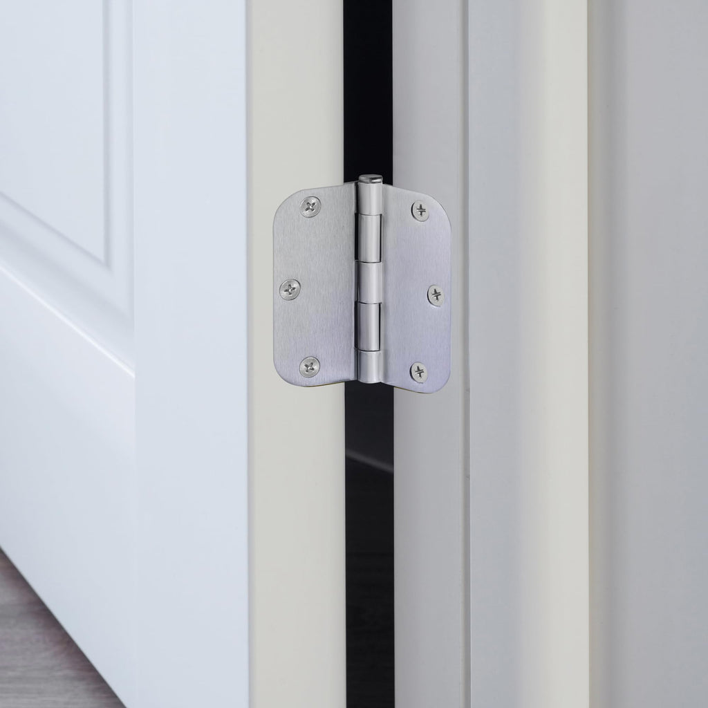 Door Hinge, 3.5 in x 3.5 in, 5/8 in Radius, Interior, Rounded Steel, Removable Pin, Pre-Lubricated, Easy to Install