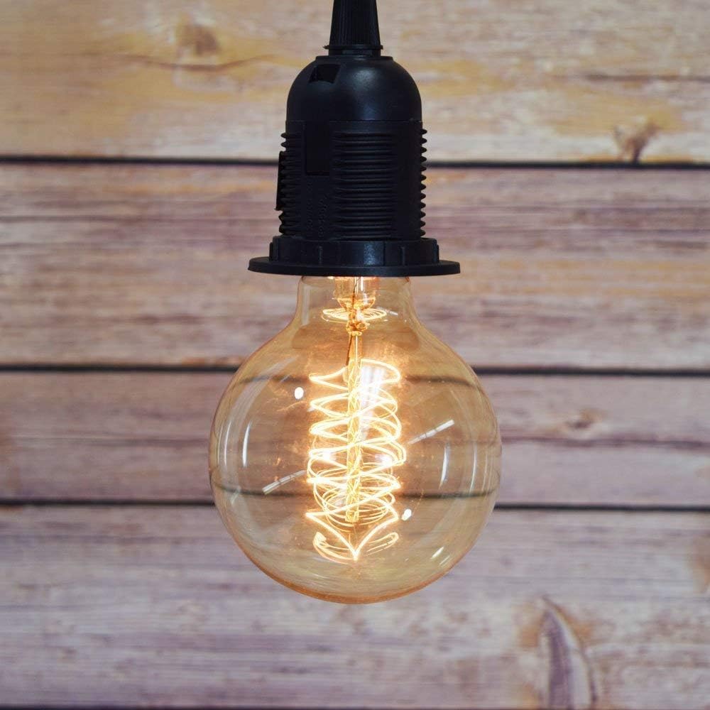 G30 Edison Globe Bulbs (2 Pack)- G95 E27 Antique Incandescent Bulb 40W Equivalent Warm White Lamps,Spiral