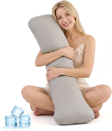 Weighted Body Pillow 6.5lbs Cooling Body Pillow (41" x 10") | Filled with Glass Beads Support for Deeper Sleep &