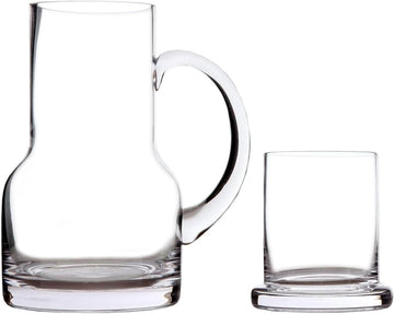 16 oz Glass Water Carafe or Kitchen - Carafe with Cup Lid & Handle, Perfect for Bedside or Desktop Use, Modern Design