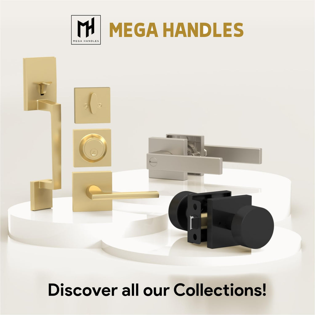 Glamor Entry Combo, Entry Door Handle and Single Cylinder Deadbolt Lock and Key Combo Pack, Heavy Duty Locking Door