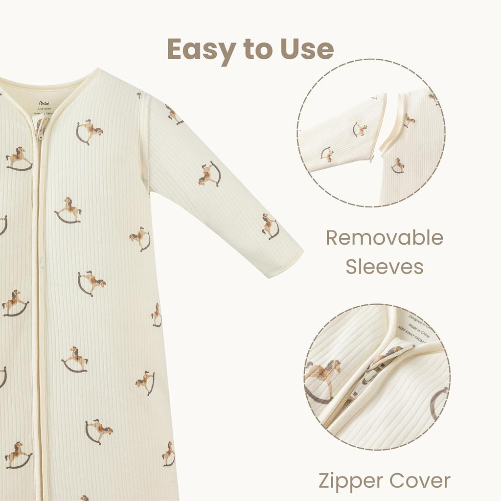 2.5 TOG Baby Sleep Sack, Super Warm Quilted Wearable Blanket with Removable Sleeves, Cozy Winter Toddler Sleeping Bag