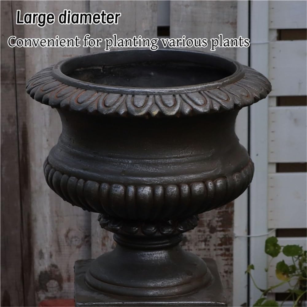 Vintage Distressed Flower Pots, Outdoor Large Pedestal Planter | Magnesium Oxide Plant Pots Outdoor, Freestanding Urn
