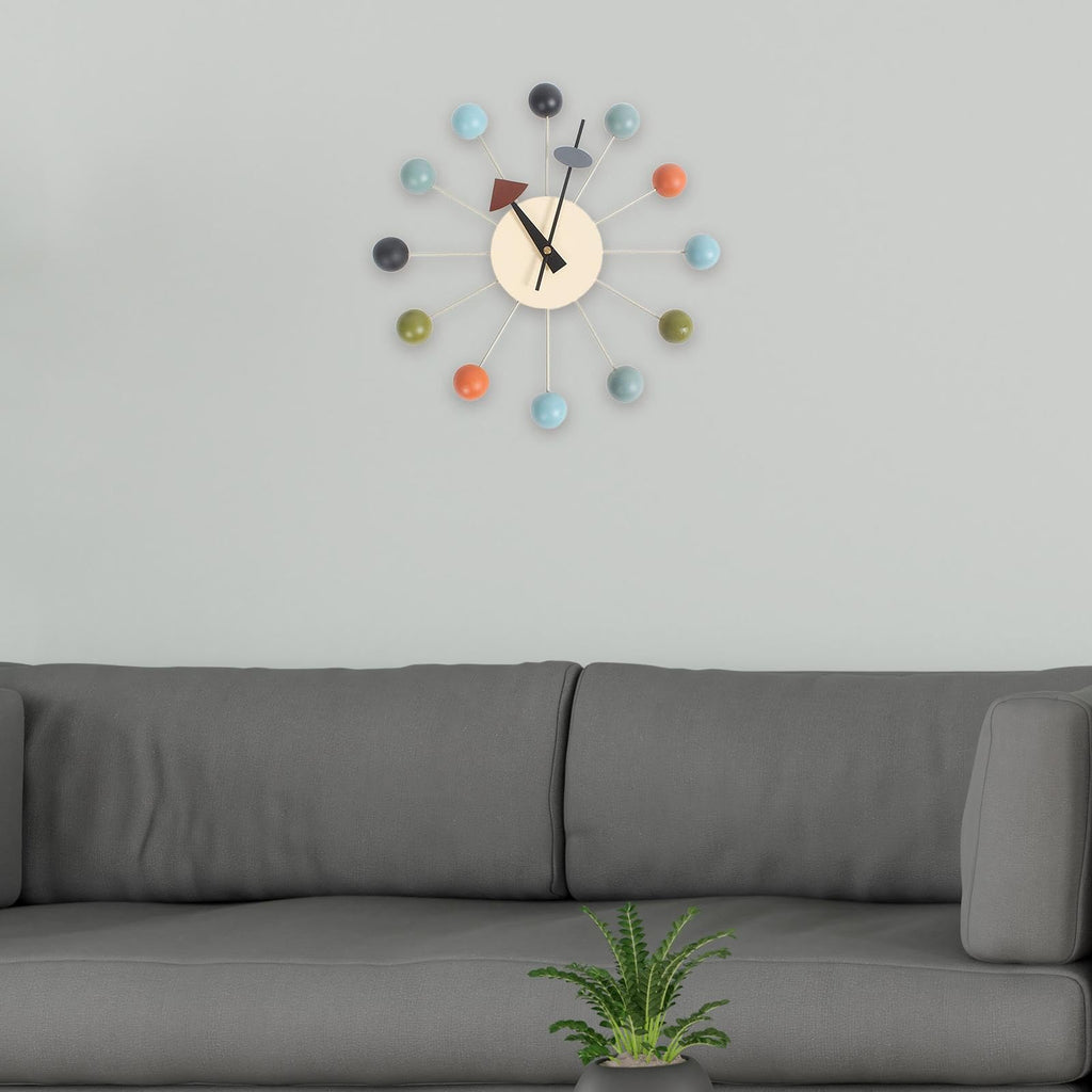 Inspired Nelson Style Round Ball Wood Wall Clock Decorative Wall Clock No Ticking Wall Hanging Clock Mid Century Home Decor Clocks