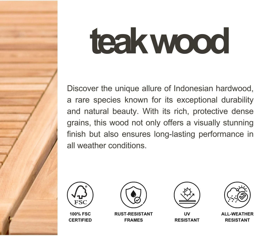 Franklin 13-Piece Teak Finish Wood and Aluminum Rectangular Extendable Patio Dining Set | 100% Teak from Indonesia