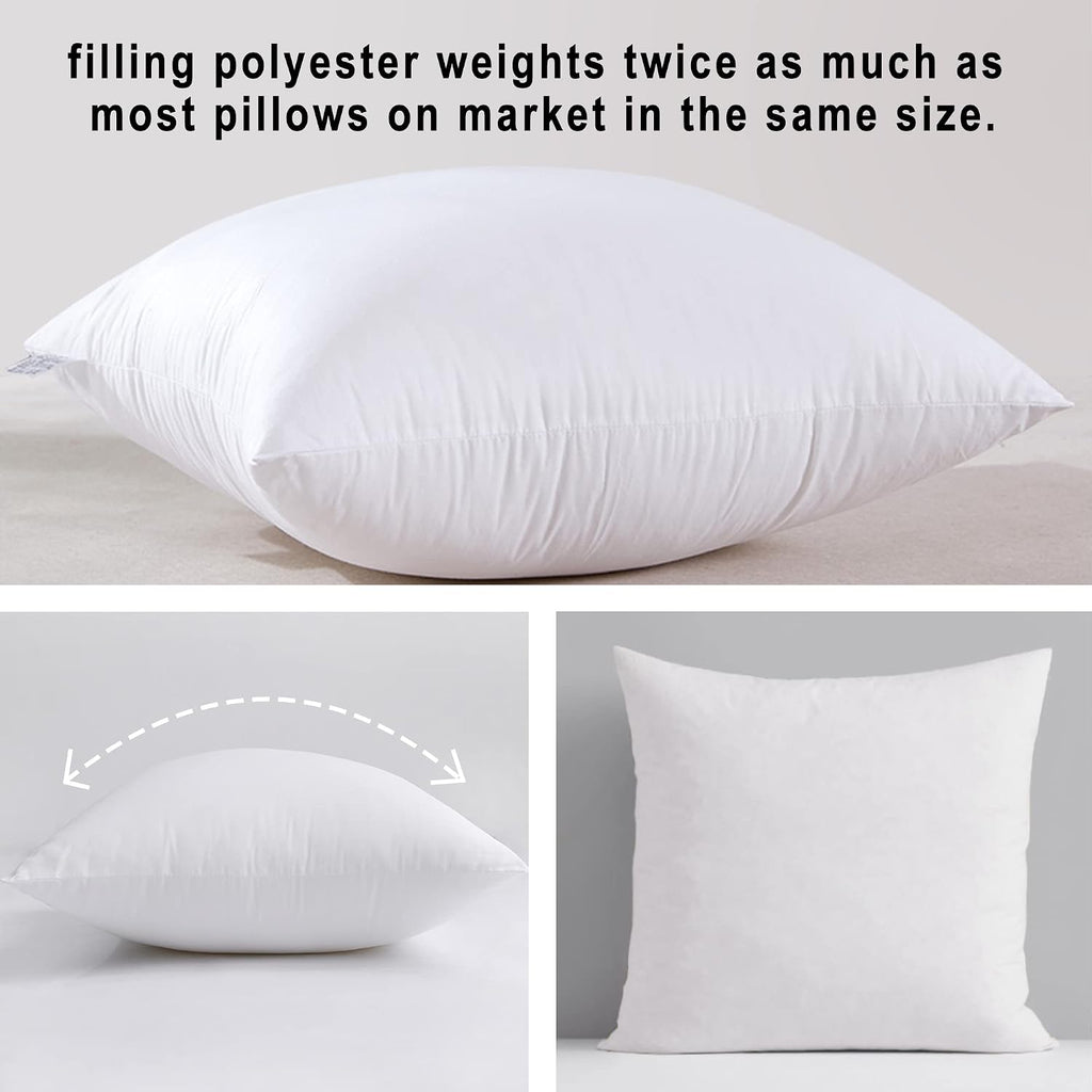 18x18 Pillow Inserts () - Down Alternative 100% Cotton Cover Decorative Square Throw Pillows White for Couch - Set of 2