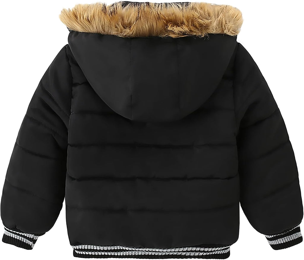 Toddler Boys Down Jacket Fur Collar Hood Thick Warm Winter Snowsuit Coat Parka