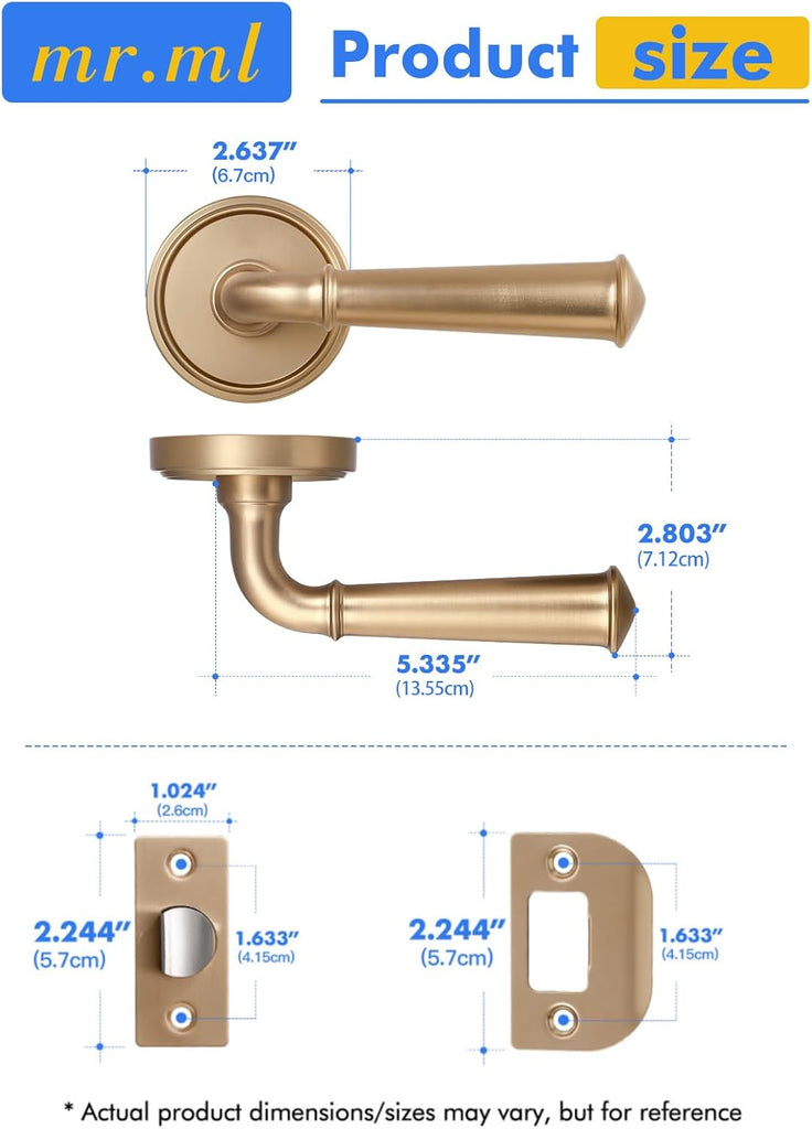 Champagne Bronze Passage Door Handle, Interior Kitchen Pantry Hallway Door Lever Hall Closet Door Handle