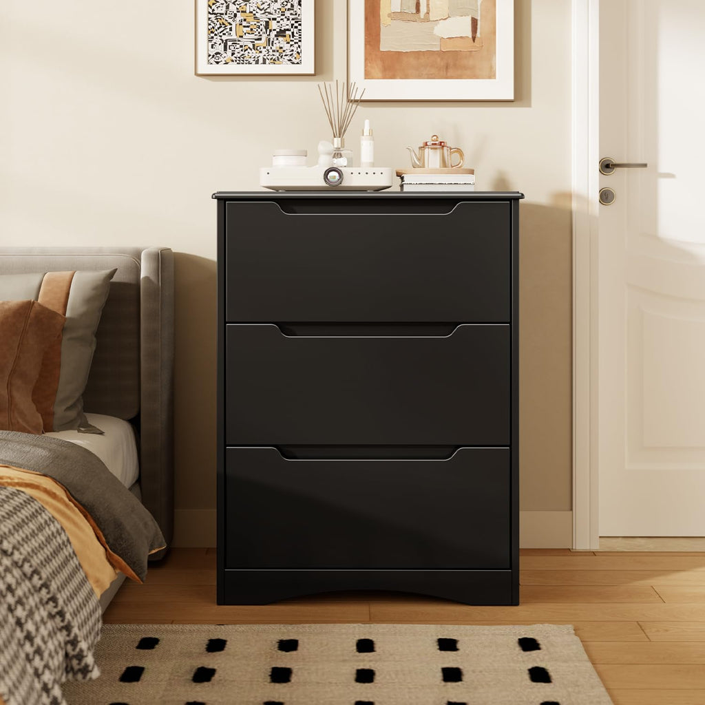 3 Drawers Chest, Bedroom Drawer Dresser with Large Storage Capacity