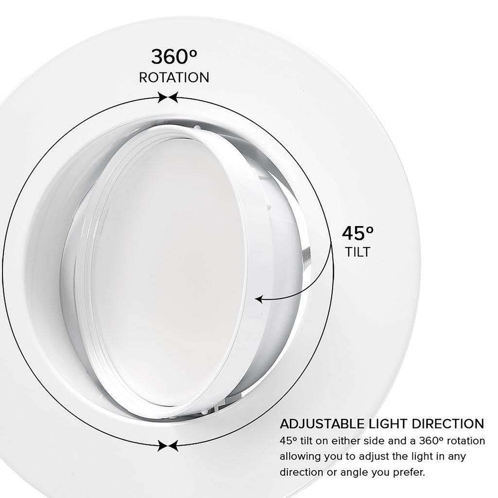 5" & 6" Rotatable LED Retrofit Downlight Gimbal, 1200 Lumens, 5 CCT