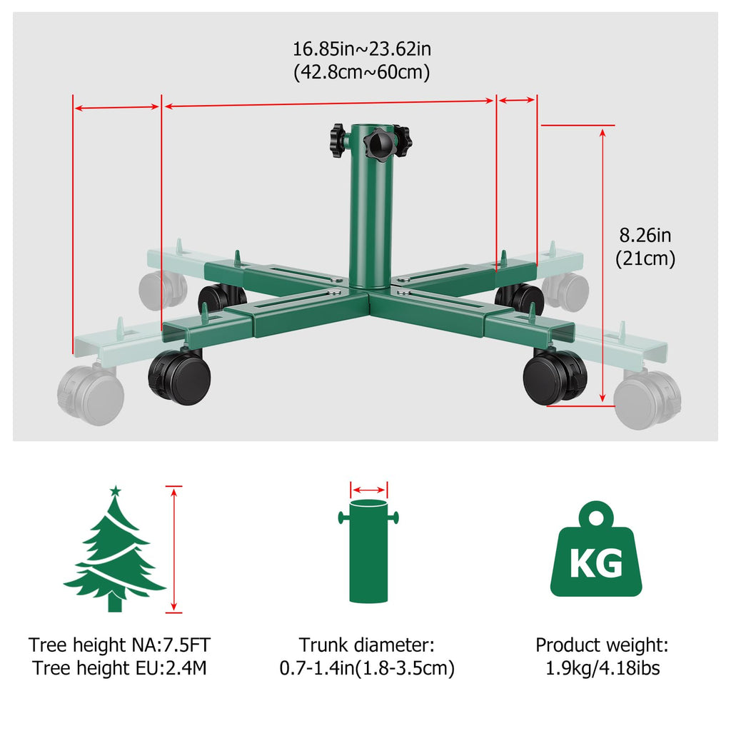 Max 7.5FT Christmas Tree Stand Base with Wheels, Artificial Trees