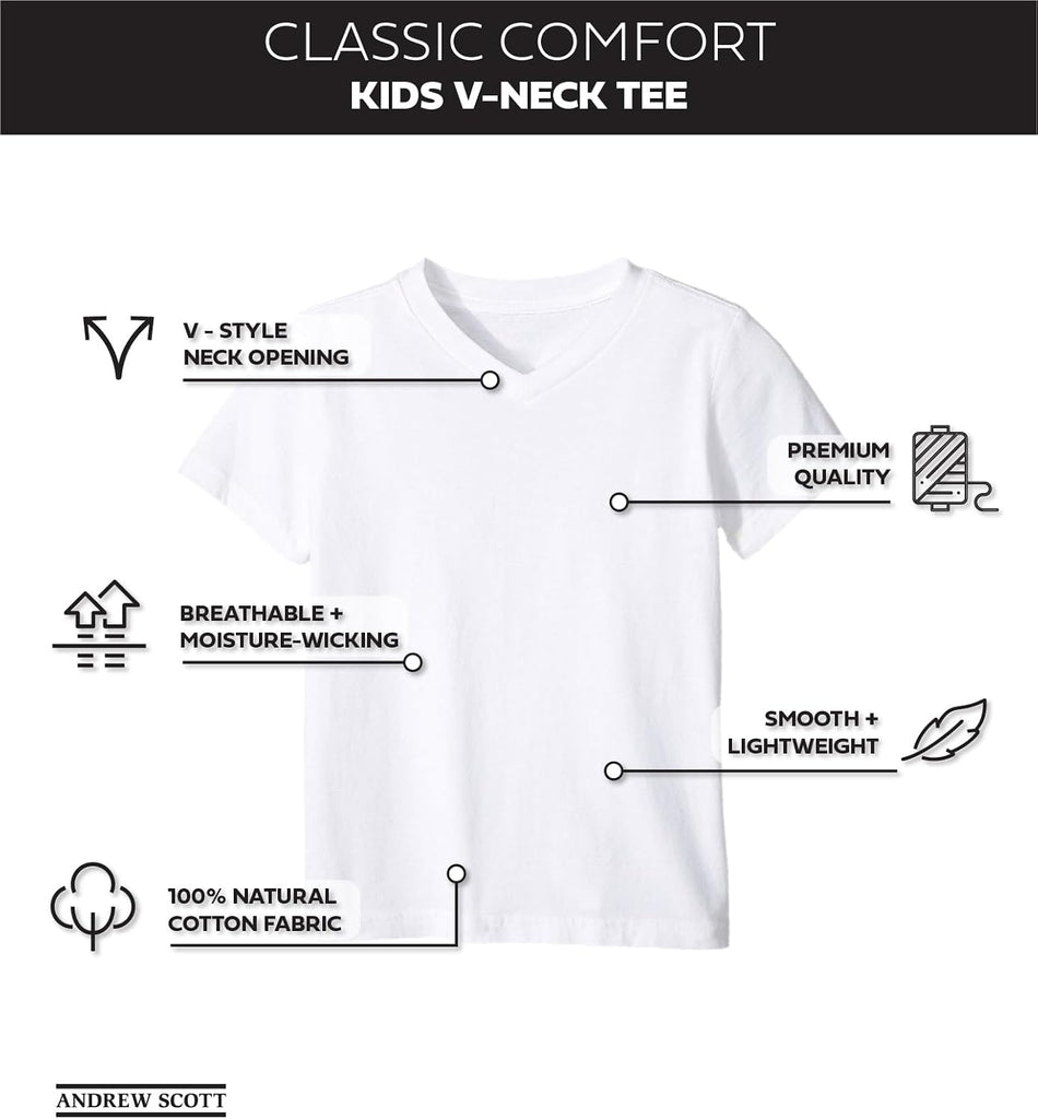 Boys' V Neck T Shirt | Cotton Color Undershirts | 100% Cotton Tees in Multi Packs
