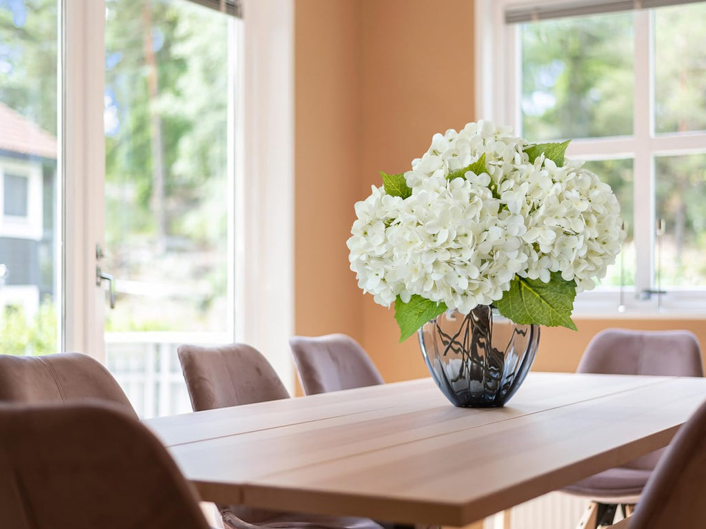 20 inches 4 Pcs Ivory White Real Touch Artificial Boho Lifelike Real Looking Latex Hydrangeas Flower with Long Stem
