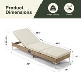 Outdoor Chaise Lounge Chair Set of 2, Patio Wicker Lounge Chairs with Adjustable Backrest
