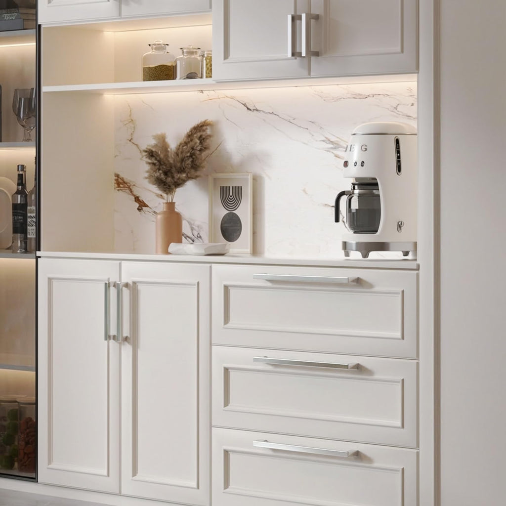 Brushed Nickel Cabinet Pulls 10 Pack 7-1/2 Inch, Square Drawer Handles, Stainless Steel, Screws Included, Silver