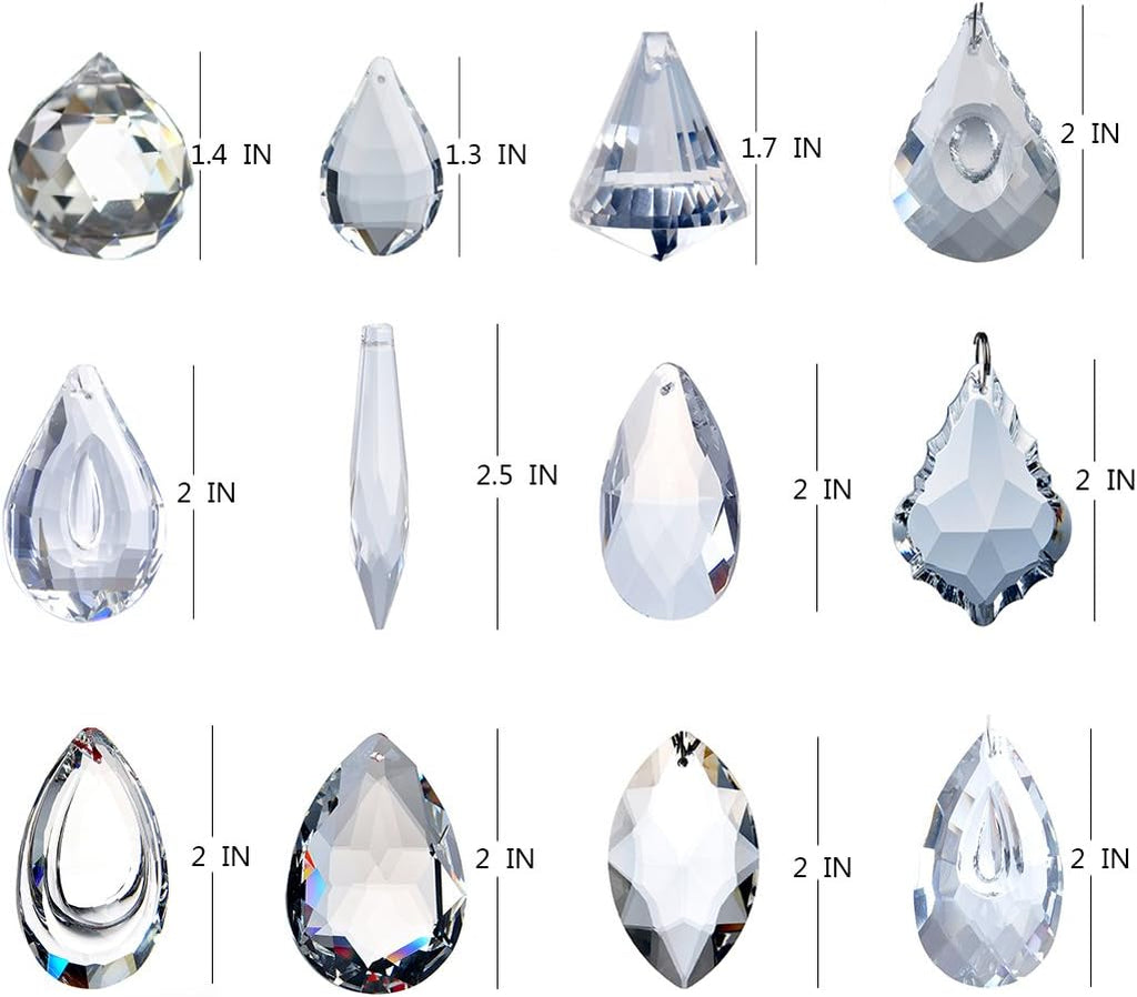 12 Pcs Clear Crystal Prism Chandelier Pendants Suncatcher Decor - Clear Crystal Chandelier Lamp Prism Pendants Drops