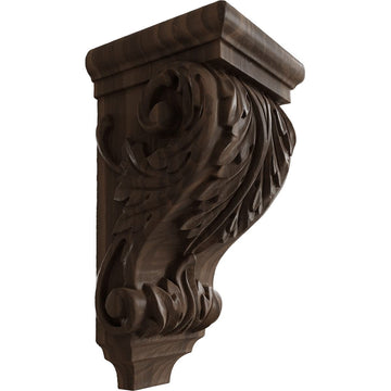 5"W x 5"D x 10"H Medium Acanthus Wood Corbel, Walnut