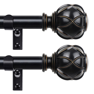 Curtain Rods for Windows 2 Pack 32-43 Inches, Black