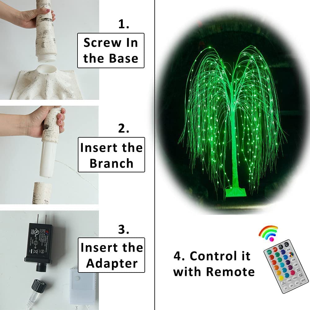 6Ft LED Lighted Tree Weeping Willow Tree Outdoor, 18 Colors Changing Light Up Willow Trees Remote Control for Indoor