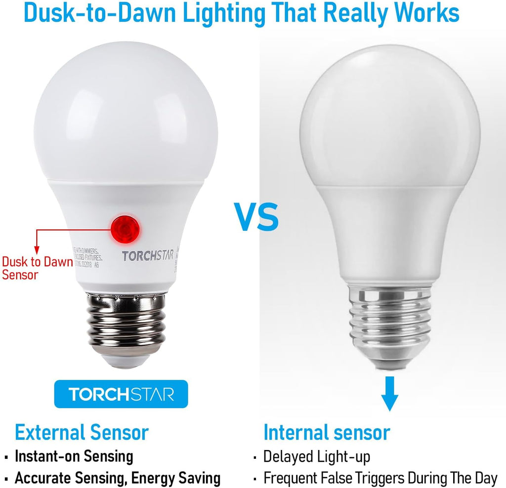 Dusk to Dawn LED Light Bulb Outdoor, A19, 2700K