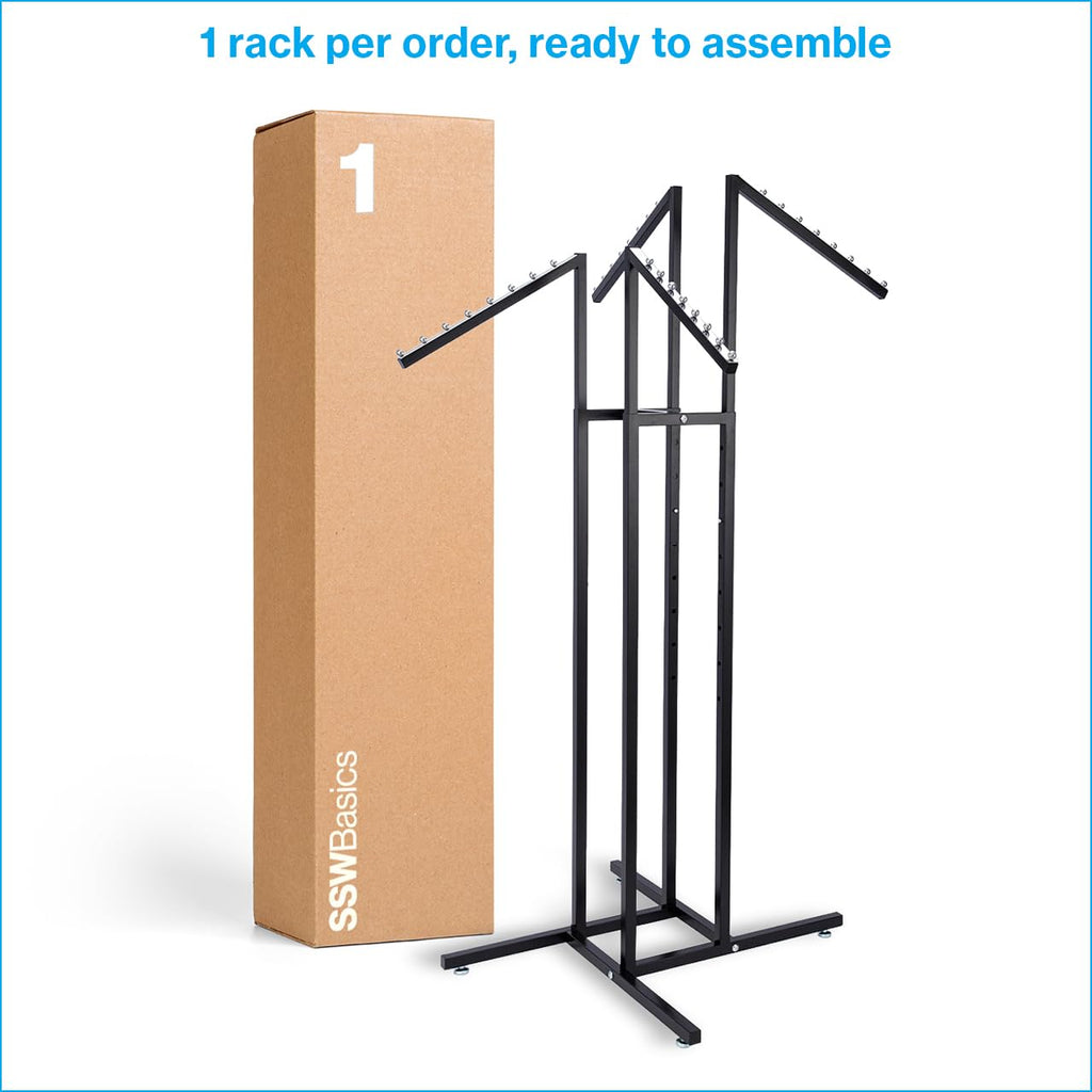 Black 4-Way Clothing Rack with Adjustable Slant Arms for Retail
