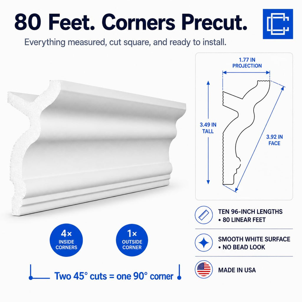 Engel 80 Ft Foam Crown Molding Kit with LED Channel, 3.5"