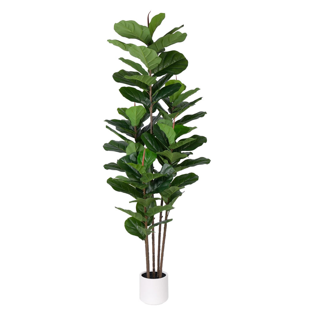 Faux Fiddle Leaf Fig Tree 6 FT - Artificial Ficus Tree with Tall Artificial Plants Large 69 Fiddle Leaves - Lifelike