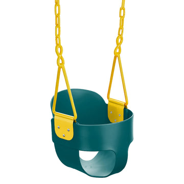 Deluxe High Back Full Bucket Toddler Swing with Pinch Protection, Green