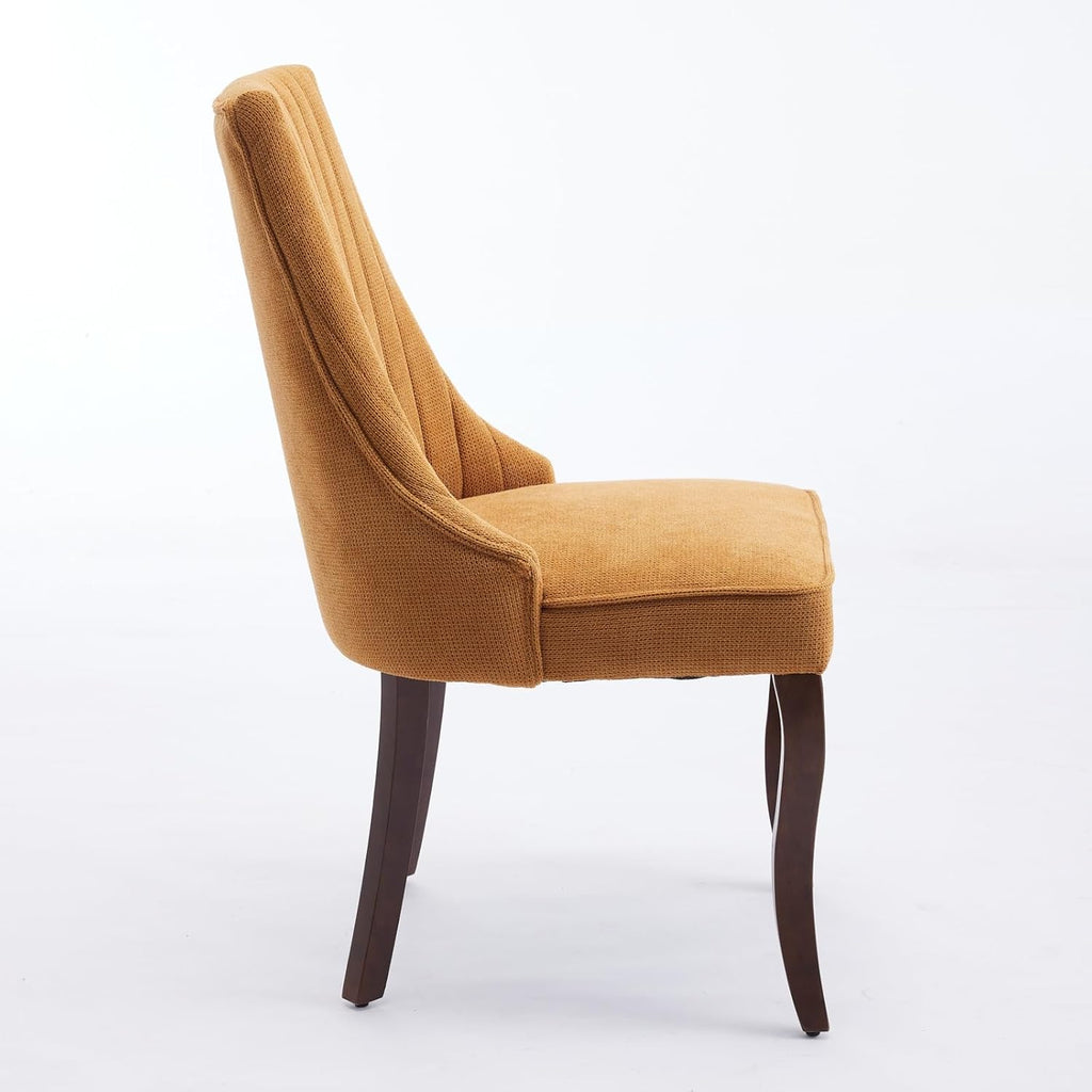 Set of 2 Upholstered Dining Chairs with High Backrest, Velvet Fabric Accent Kitchen Chairs