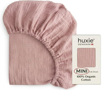 Organic Cotton Muslin Fitted Mini Crib Sheets for Girls, 24x38, Pink
