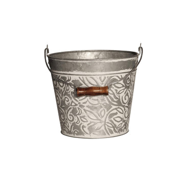 Vintage Collection 12 in Galvanized White Wash Bucket Planter