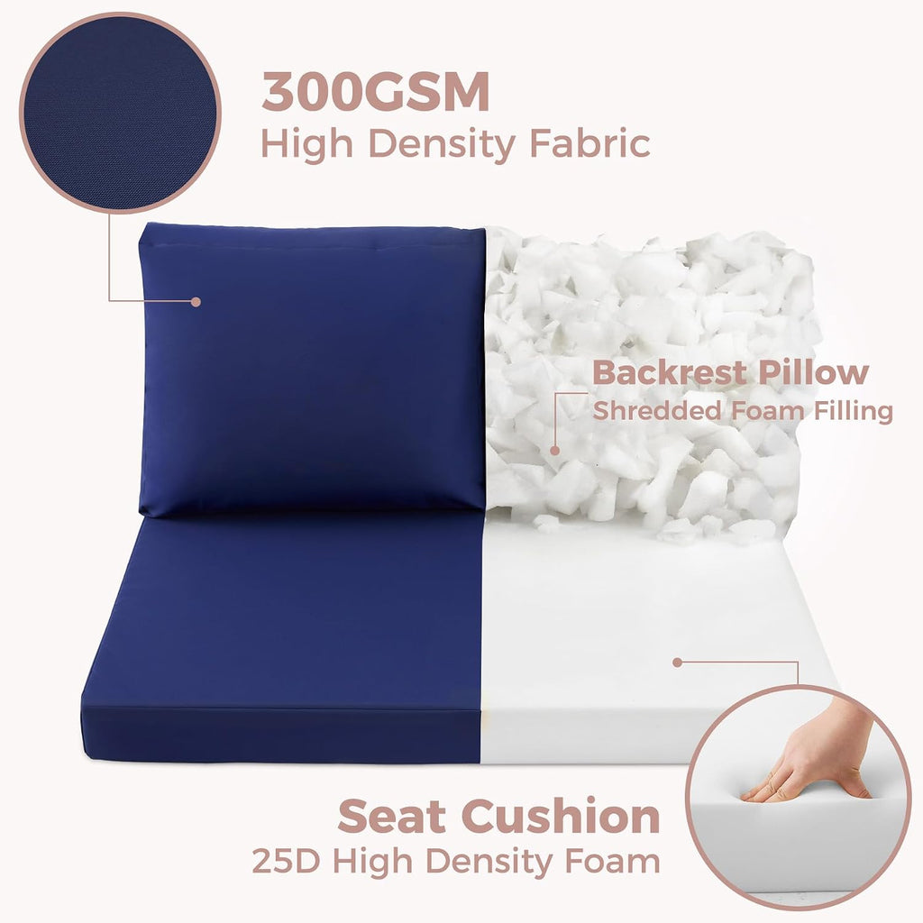 Outdoor Loveseat Cushions, 48×24×5 Inch, Waterproof, Navy Blue | Patio Loveseat Cushions for Outdoor Furniture, Fade