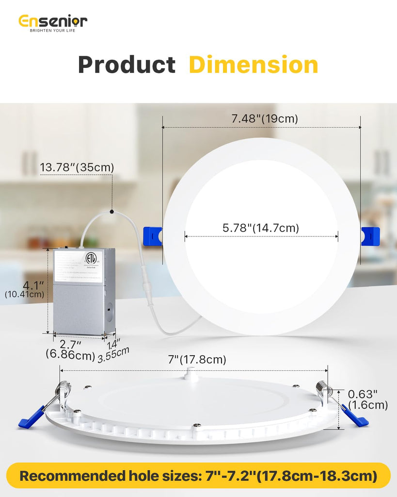 48 Pack 7 Inch LED Recessed Light, 5CCT Dimmable Canless Wafer