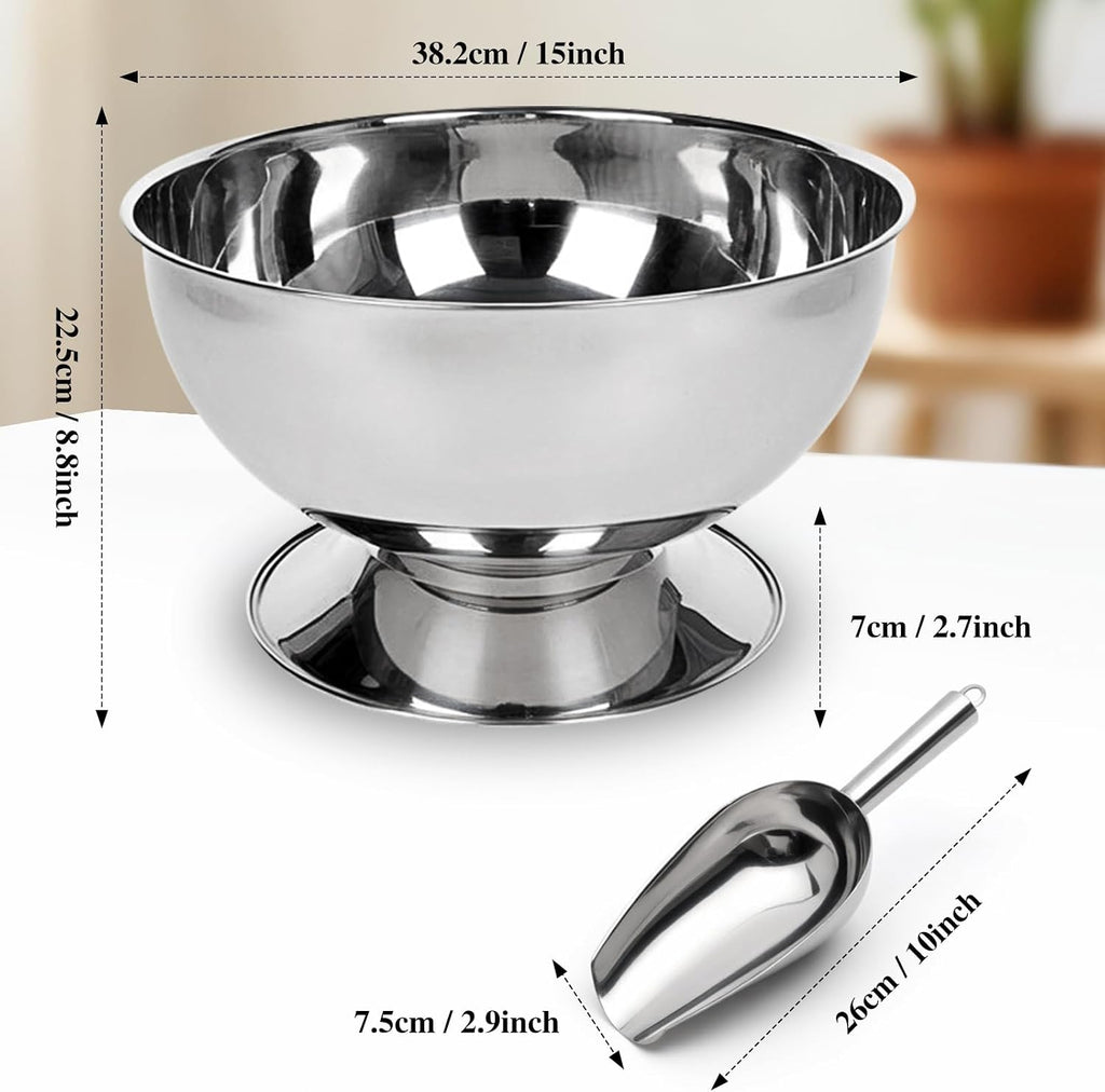 12L Large Ice Bucket for Parties,Silver Stainless Steel Beverage Tub with Scoop - Champagne Bucket for Mimosa Bar