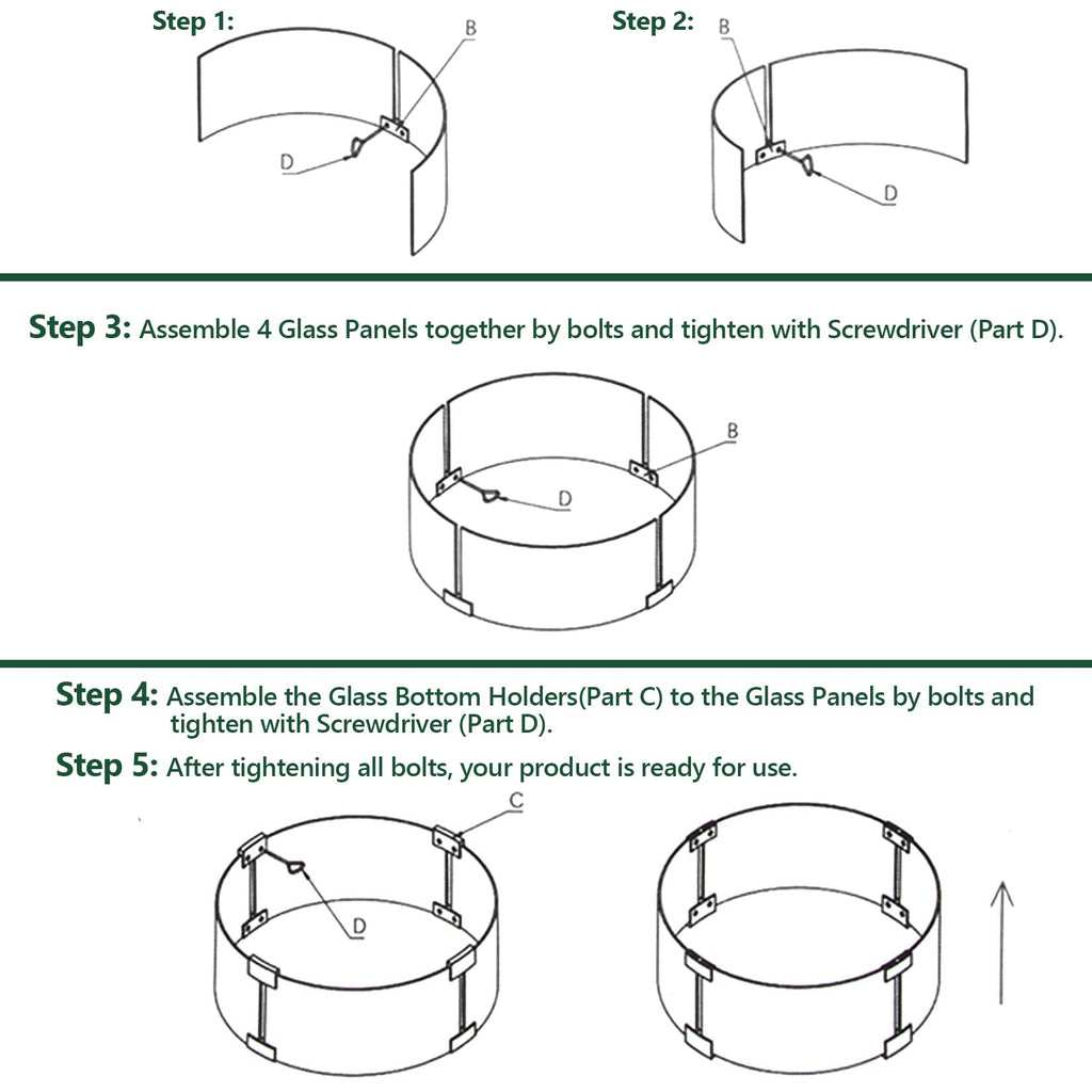 Fire Pit Wind Guard Round, 17" Fire Pit Wind Guard