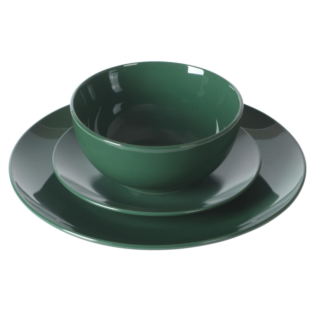 Simple Essential (Service for 4) 12 Piece Plates and Bowls Porcelain Solid Color Dishes Ceramic Dinnerware Set