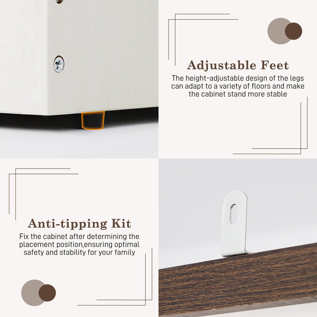 Farmhouse 3 Doors Armoire Wardrobe Closet w/Folding Sliding Barn Door and Lights, LED Armoire Closet w/Drawers