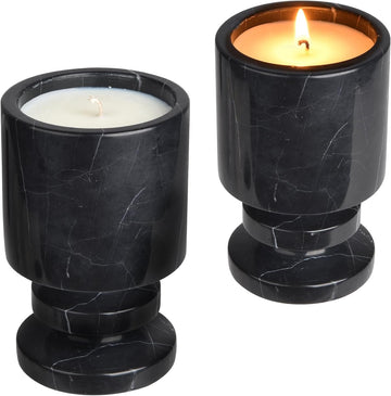 Marble Scented Candle | Handcrafted Black Marble Container | Warm Glow Home Decor | Soy Wax | Large Candle | Non