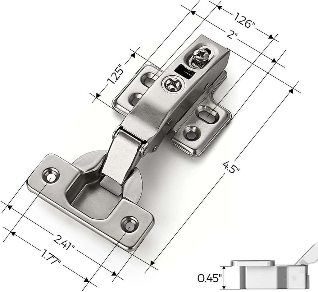 60 Pack 30 Pairs European Kitchen Cabinet Hinges Soft Close Full Overlay Door Heavy-Duty Frameless Adjustable Concealed