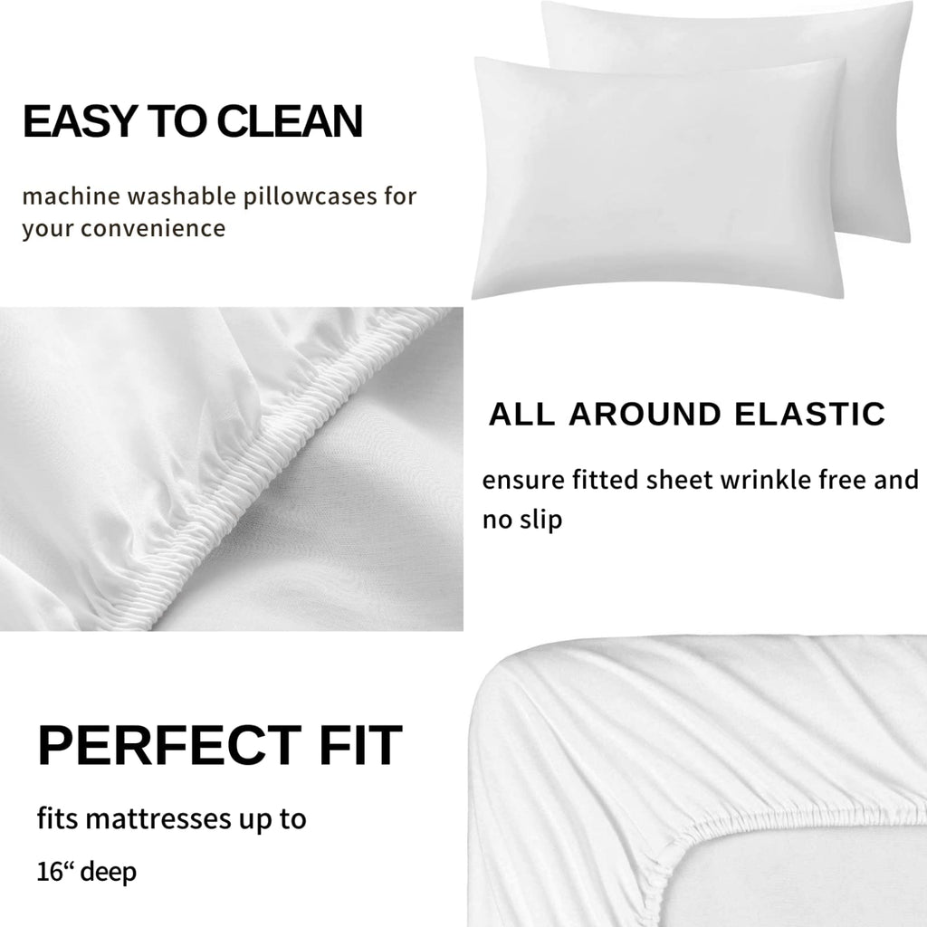 Pink and White Gingham Sheets - Buffalo Check Bed Sheets, Soft Microfiber & Deep Pocket & Wrinkle Free
