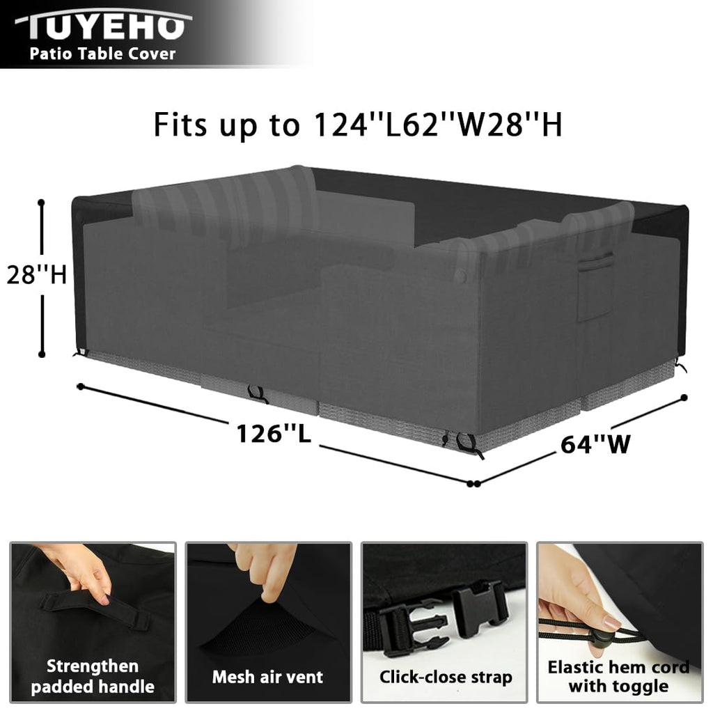 126x64 Heavy Duty 900D Outdoor Patio Sectional Cover Waterproof