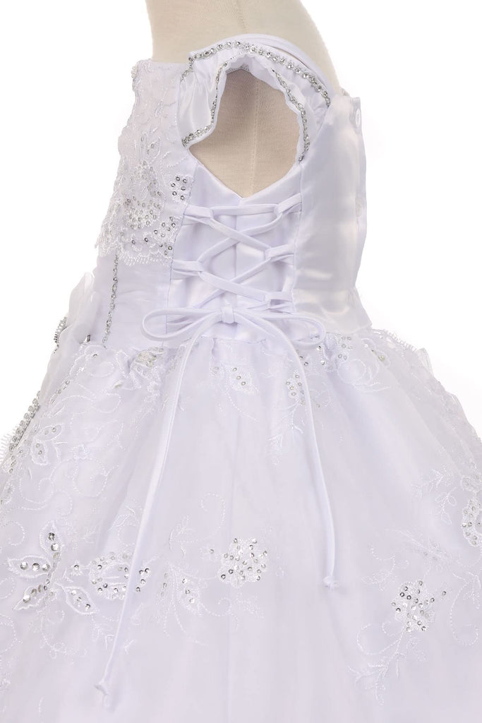 Virgin Mary Embroidery Off Shoulder Baby Infant Girl Baptism Christening Dress (TR40K1) White 1