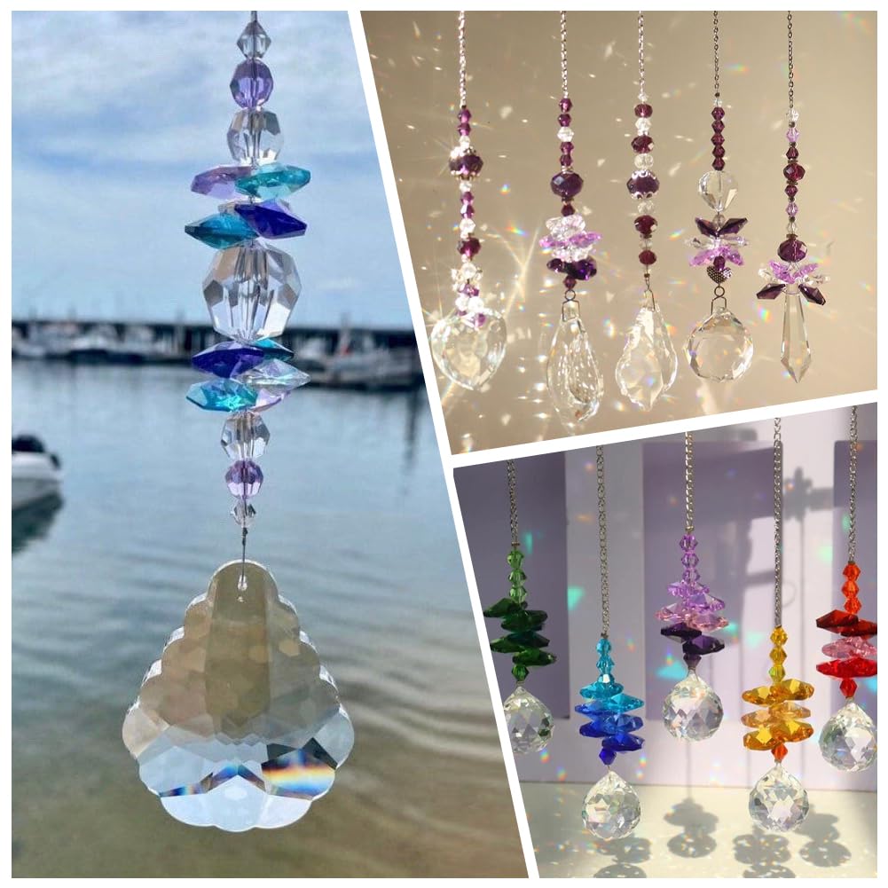 1 Box 120Pcs Glass Octagon Beads 2 Hole Crystal Prism Beads Purple 14mm Chandelier Replacement Connector Suncatcher