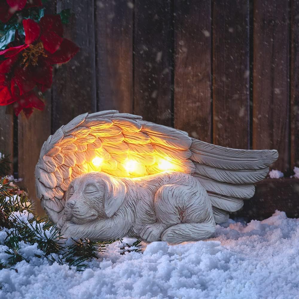 Forever My Guardian Angel Garden Solar Light, Dog Memorial Stone