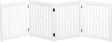 4 Panel Dog Gate White - Foldable Wooden Pet Gate 80x23.6