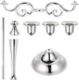 3 Arms Metal Candelabra Candlestick Silver European Elegant Candle Holder Candle StandHome Decoration (Silver Tone)
